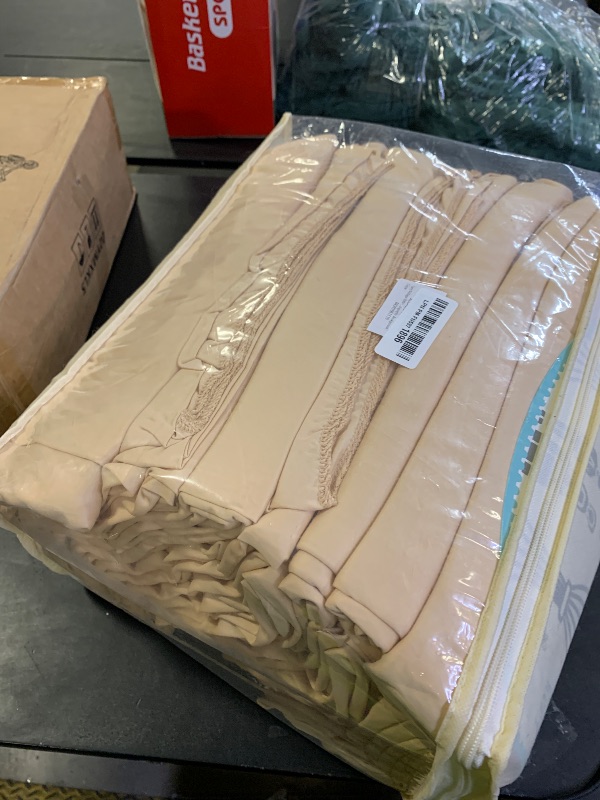 Photo 1 of PartyVillage 50ft×15ft Beige Backdrop Curtain for Wedding Parties, 10 Panels Wrinkle Free 15 FT Long Polyester Photo Backdrop Drapes Back Drop Cloth for Birthday Photography Background