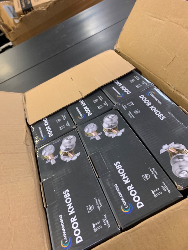 Photo 1 of ?6 Sets? All Keyed Alike Entry Door Knobs and Single Cylinder Deadbolt Lock Combo Set, Security for Entrance and Front Door with Classic Matte Black Finish by Lanwandeng