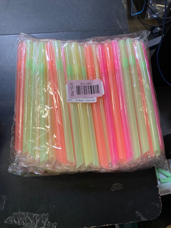 Photo 1 of 100 pcs Bendy Boba Straws – Individually Wrapped Jumbo 12 mm Wide Bubble Tea Straws Flexible with Angled Tip, Bendable & Extendable Large Plastic Drinking Straws for Smoothies, Milkshakes,Thick Drinks1068373796