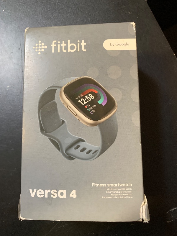 Photo 1 of Fitbit Versa 4 Fitness Smartwatch with Daily Readiness, GPS, 24/7 Heart Rate, 40+ Exercise Modes, Sleep Tracking and more, Waterfall Blue/Platinum, One Size (S & L Bands Included)