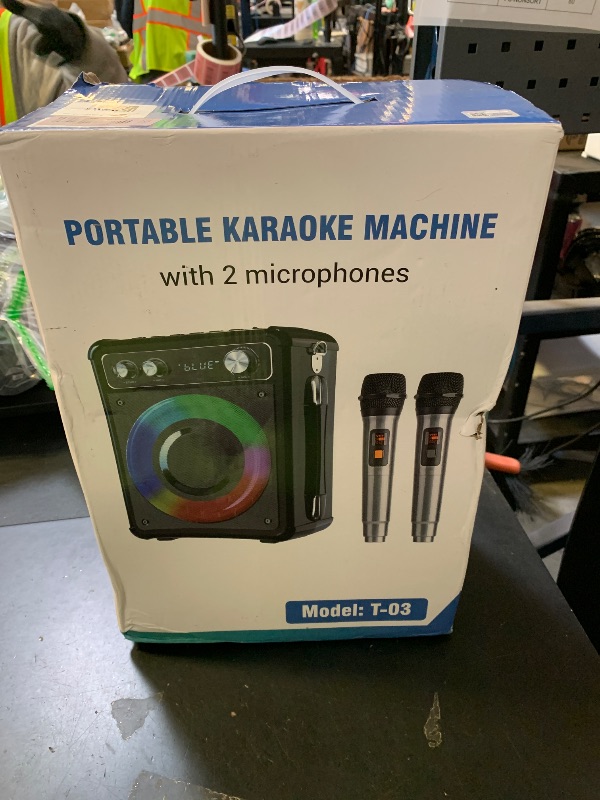 Photo 1 of VOSOCO Karaoke Machine, Portable Bluetooth Karaoke Speaker with 2 Wireless Microphones, PA System for Adults Kids with LED Lights & Echo Adjustment, Supports TWS/TF/USB/AUX for Home Party