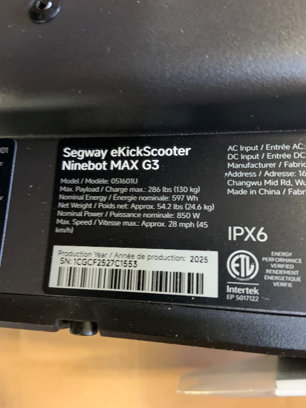 Photo 1 of Segway Ninebot Max G3 Electric Scooter, 28 mph Top Speed w/ 50 Miles Max Range, 2000W Peak Motor, Dual Hydraulic Suspension, Fast Charging Scooter for Adults and Teens, UL-2272 2271 Certified