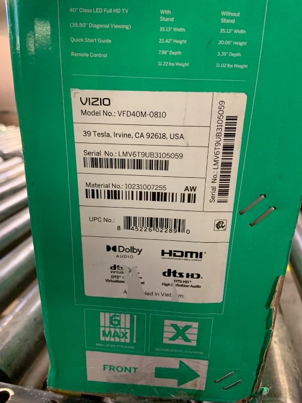 Photo 1 of VIZIO 40-inch Full HD 1080p Smart TV with DTS Virtual: X, Alexa Compatibility, Google Cast Built-in, Bluetooth Headphone Capable, (VFD40M-08 New)