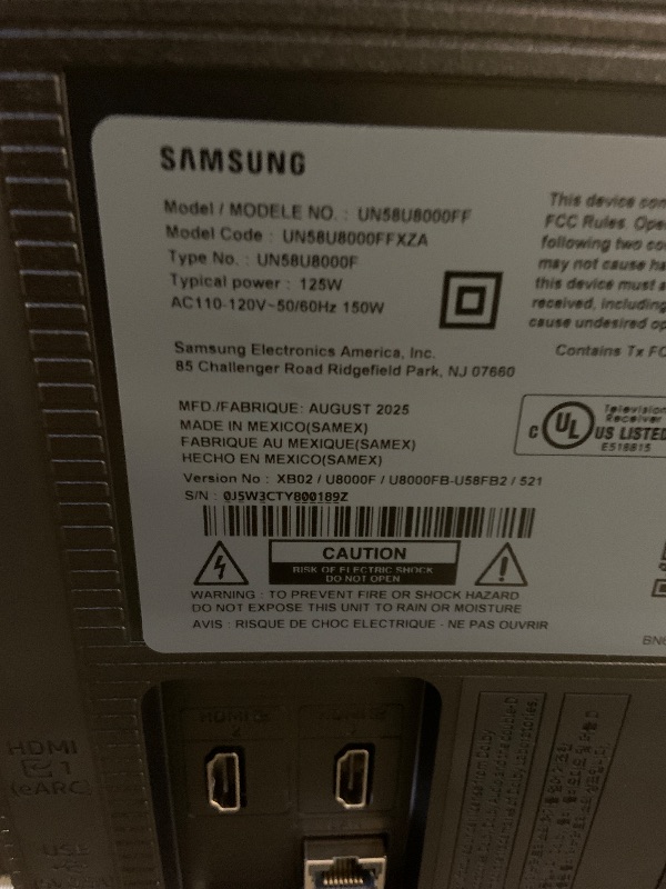 Photo 1 of Samsung 58-Inch Class Crystal UHD U8000F 4K Smart TV (2025 Model) Endless Free Content, Crystal Processor 4K, MetalStream Design, Knox Security, Alexa Built-in