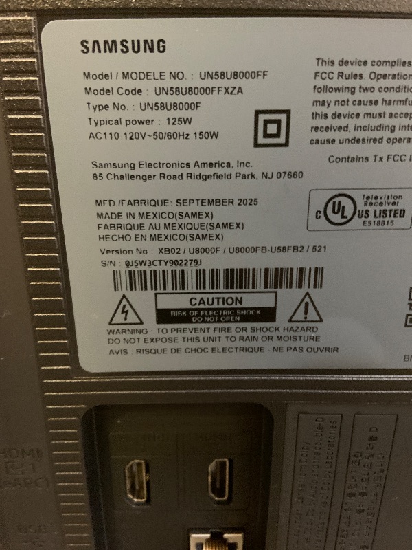 Photo 1 of Samsung 58-Inch Class Crystal UHD U8000F 4K Smart TV (2025 Model) Endless Free Content, Crystal Processor 4K, MetalStream Design, Knox Security, Alexa Built-in