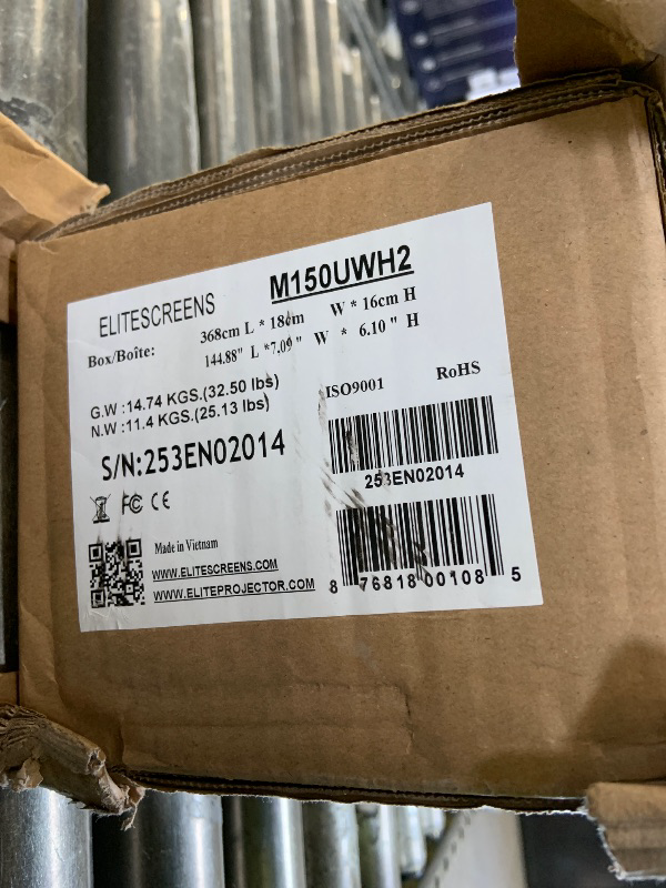 Photo 1 of Elite Screens Manual Series, 150-INCH 16:9, Pull Down Manual Projector Screen with AUTO LOCK, Movie Home Theater 8K / 4K Ultra HD 3D Ready, 2-YEAR WARRANTY, M150UWH2