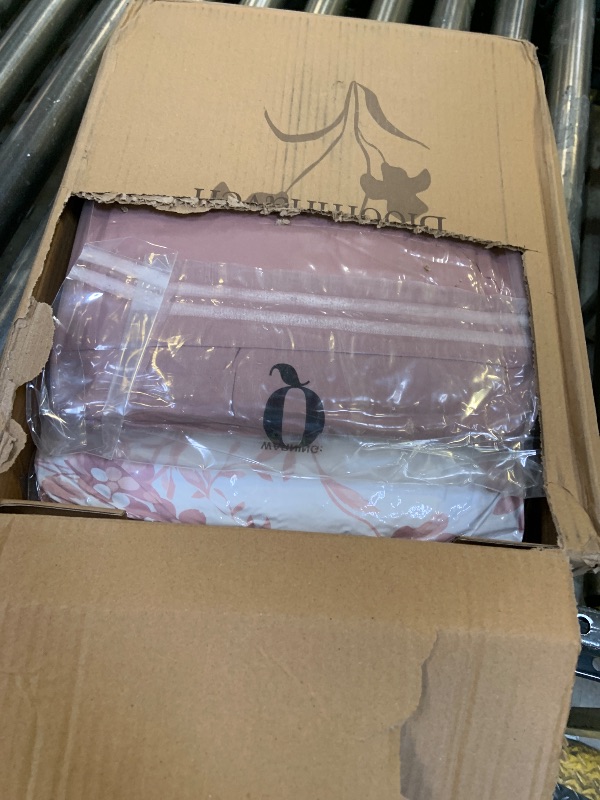 Photo 1 of BLOOMHAVEN Queen Comforter Set -7 Pieces Pink Floral Comforter Set for All Seasons, Bed in a Bag Queen with Botanical Flowers Comforter, Sheets, Pillowcases & Shams