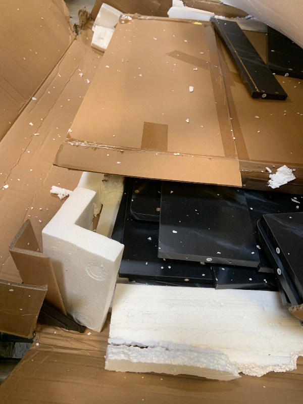 Photo 1 of GAOMON Makeup Vanity Desk with Lights and Mirror, Vanity Table with 3 Lighting Modes, Storage Drawer, Shelves, Charging Station and Included Stool for Bedroom, Marble Black