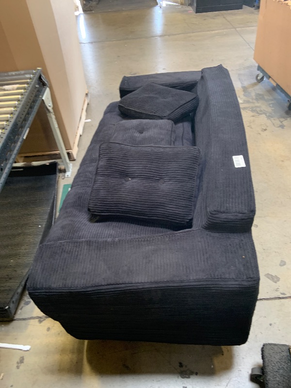 Photo 1 of MAXYOYO 3 Seater Couch for Living Room, Boneless Couch with Tufted Cushion & Backrest, Upholstered Floor Sofa, Sofa in A Box, Black