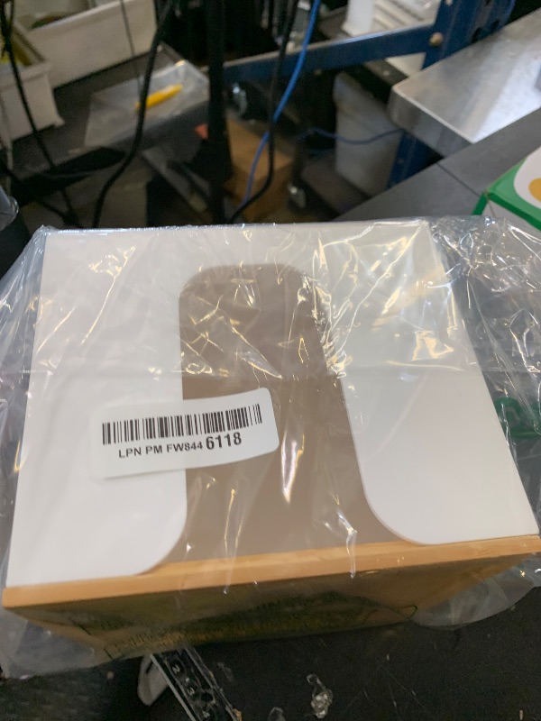 Photo 1 of **CRACKED**VITVITI Disposable Face Towel Holder Box, Acrylic Facial Towel Container for XL Clean Skin Club, Large Disposable Face Towels Storage with Bamboo Lid, for Bathroom, Vanity Makeup, White