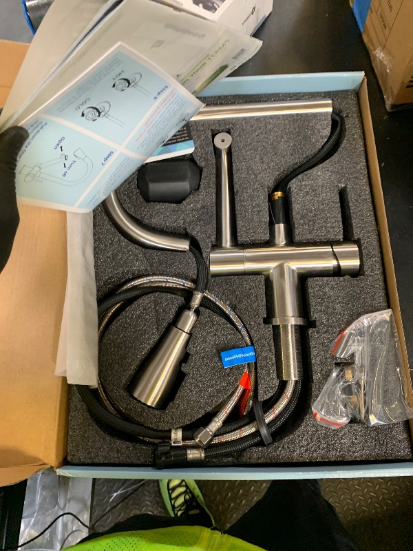 Photo 1 of FEELSO Kitchen Faucets with Filtered, Stainless Steel Filter Kitchen Faucet with Pull Down Sprayer Reduces Lead, Chlorine, Bad Taste & Odor,High Arc Kitchen Sink Faucet 1 or 3 Hole for Farmhouse