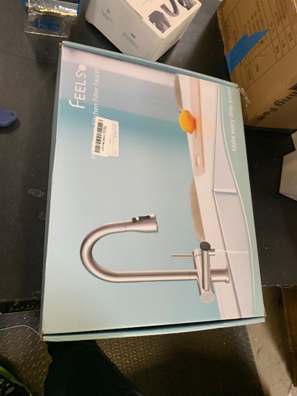 Photo 1 of FEELSO Kitchen Faucets with Filtered, Stainless Steel Filter Kitchen Faucet with Pull Down Sprayer Reduces Lead, Chlorine, Bad Taste & Odor,High Arc Kitchen Sink Faucet 1 or 3 Hole for Farmhouse