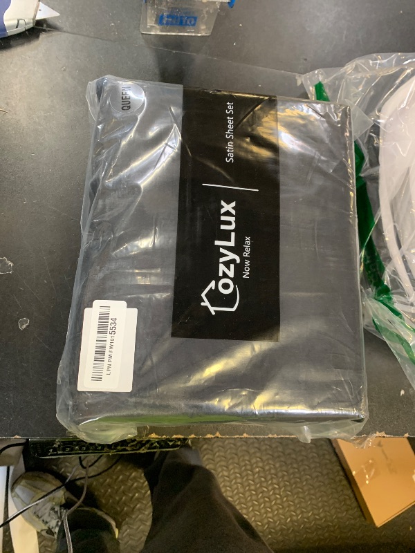 Photo 1 of CozyLux Satin Sheets Queen Size Bed Set - 4 Piece Silky Queen Sheet Set, Luxury Black Queen Sheets with Smooth and Soft Microfiber, Includes 1 Fitted Sheet, 1 Flat Sheet and 2 Pillowcases