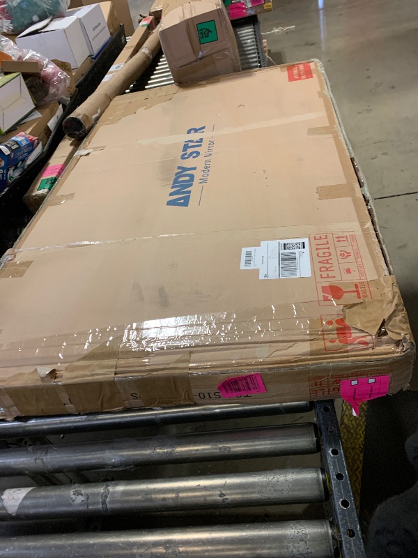 Photo 1 of ANDY STAR 30"x55" Large Bathroom Mirror, Chrome Scalloped Mirror for Wall, Full Length Wall Mirror with Unique Notched Corner Design, Hangs Vertically or Horizontally