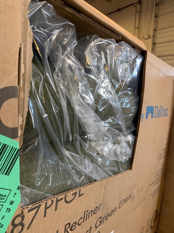 Photo 1 of Carter's by Davinci Ethan Swivel Recliner in Performance Forest Green Linen, GREENGUARD Gold & CertiPUR-US® Certified