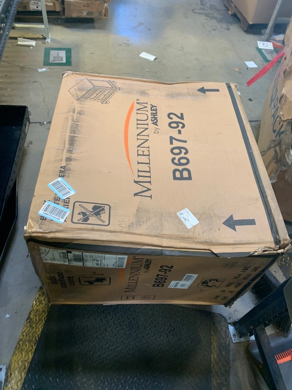 Photo 1 of Signature Design by Ashley Porter Classic 2 Drawer Nightstand with Dovetail and Ball-bearing Construction, 29.88" Tall, Dark Brown