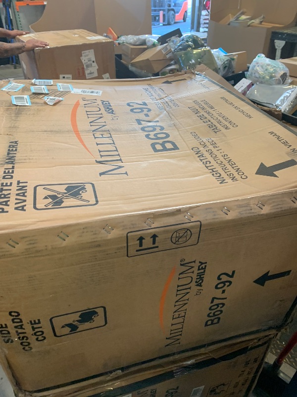 Photo 1 of Signature Design by Ashley Porter Classic 2 Drawer Nightstand with Dovetail and Ball-bearing Construction, 29.88" Tall, Dark Brown