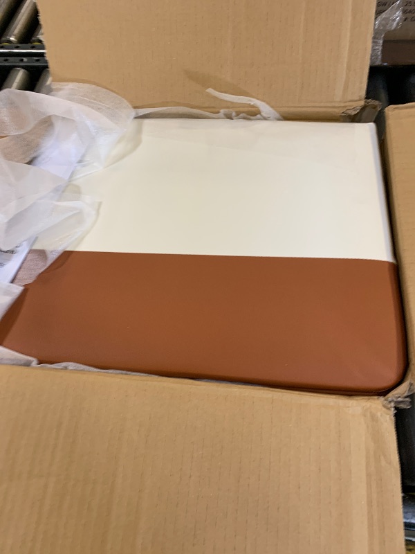 Photo 1 of Merax King Size Kids Floor Bed, Daybed Frame with Fence and Stairs, Upholstered Wood Bed for Living Room, White+Brown