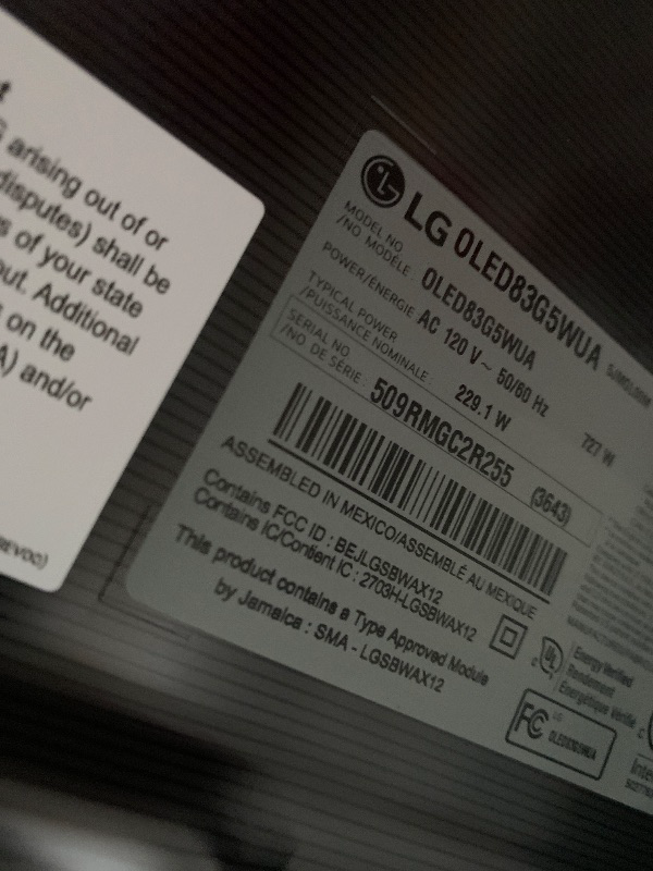 Photo 1 of LG 83-Inch Class OLED evo AI 4K G5 Series Smart TV w/Dolby Atmos, Dolby Vision, HDR10, AI Super Upscaling 4K, Filmmaker Mode, Wow Orchestra, Alexa Built-in (OLED83G5WUA, 2025)