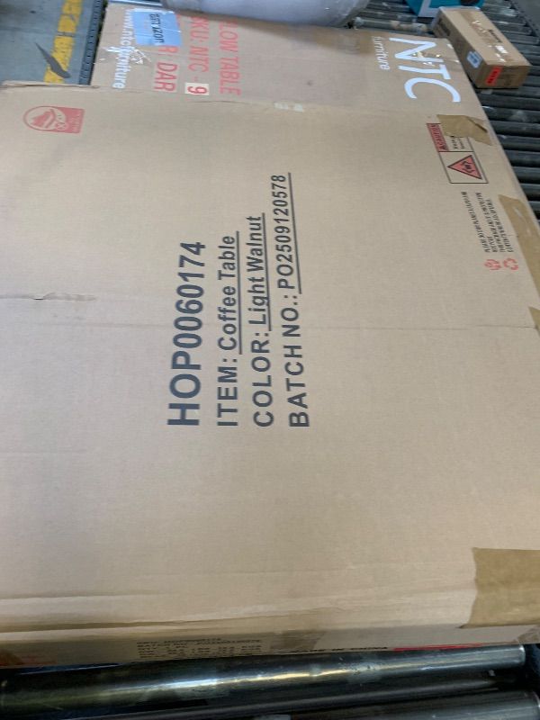 Photo 1 of NSdirect Round Coffee Table,36" Coffee Table for Living Room,2-Tier Rustic Wood Desktop with Storage Shelf Modern Design Home Furniture(Light Walnut)