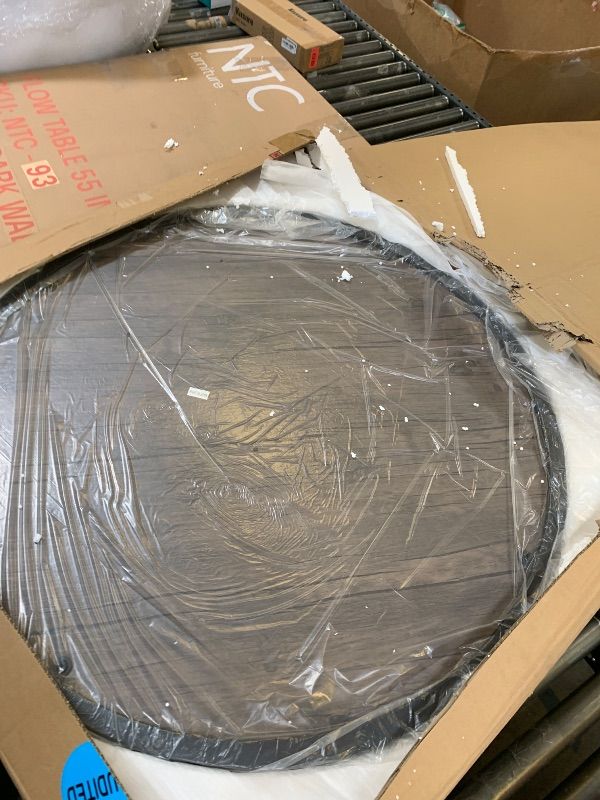 Photo 1 of NSdirect Round Coffee Table,36" Coffee Table for Living Room,2-Tier Rustic Wood Desktop with Storage Shelf Modern Design Home Furniture(Light Walnut)