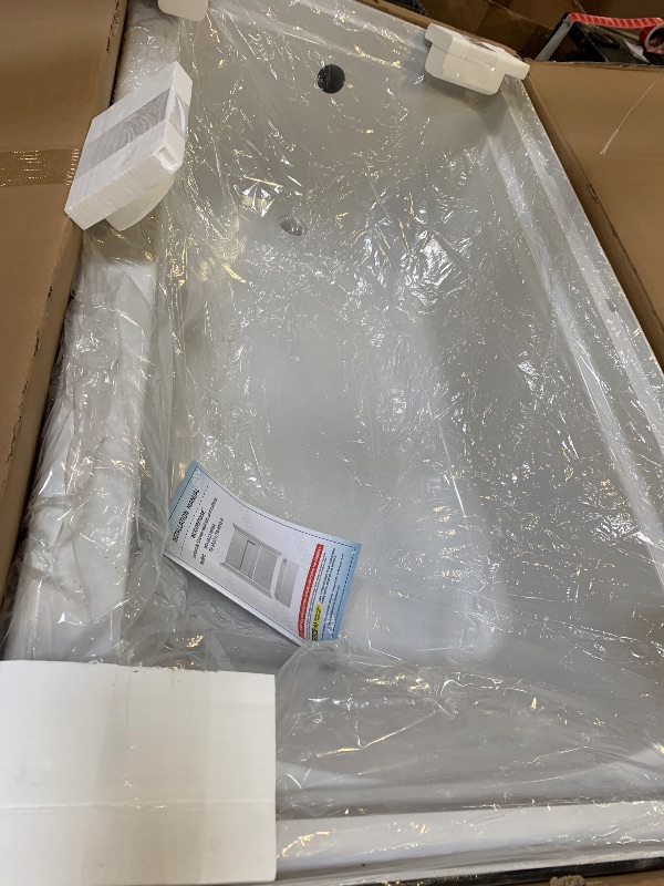 Photo 1 of Lippert Replacement 24" x 46" White Shower Pan with Right Drain for RVs, Manufactured Homes, Travel Trailers, 5th Wheels, and Motorhomes - 210383