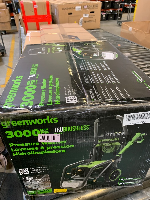 Photo 1 of ACTUAL PRODUCT SIIMILAR TO STOCK IMAGE BUT NOT EXACT*******************Greenworks Pro Brushless 3000 PSI (CSA Certified) 2.0 GPM Max / 1.1 GPM Electric Pressure Washer (Foldable Handles, Rugged Steel Frame, 25 FT Hose, 35 FT GFCI Power Cord)