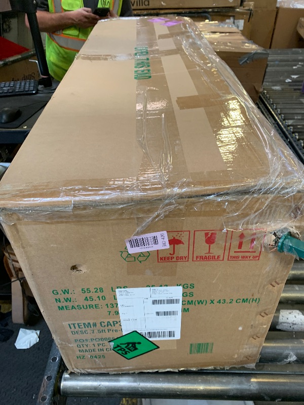 Photo 1 of National Tree Company 6.5 ft Pre-Lit Downswept Douglas Fir Slim Artificial Christmas Tree, 300 LED Lights, 640 Tips, PowerConnect, Foot Pedal, 10 Light Functions, Includes Stand, Green