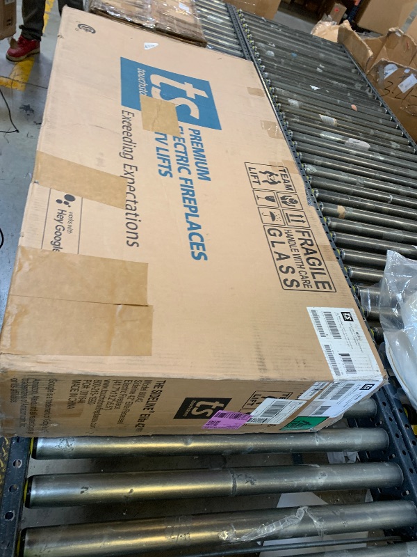 Photo 1 of Touchstone Sideline Elite Smart Electric Fireplace - Alexa/WiFi Enabled- 42" Wide - in Wall Recessed - 60 Color Combinations - 1,500W Heater - Black - Log, Crystals, and Driftwood