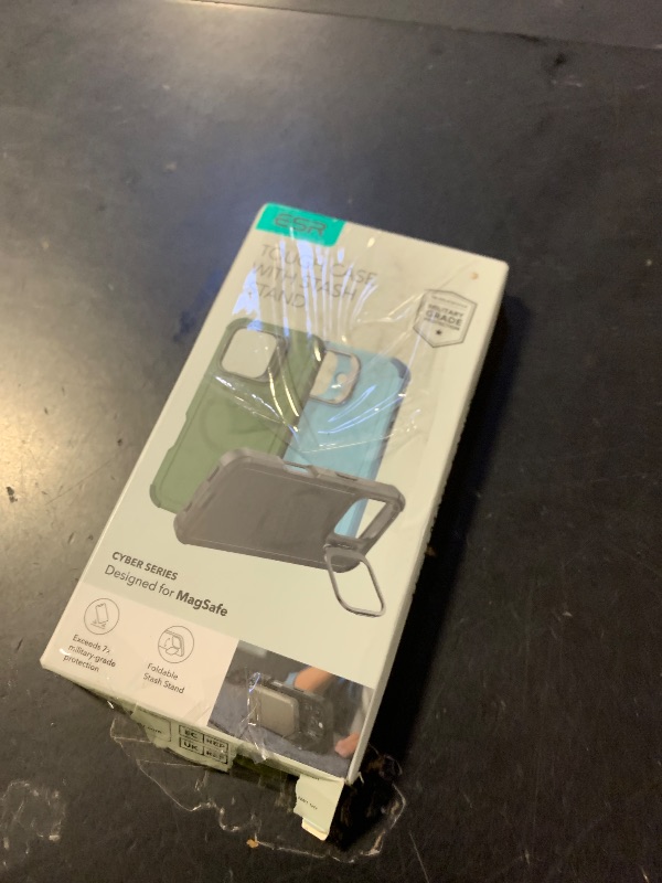 Photo 1 of *STAND BROKEN** ESR for iPhone 16 Pro Case with Stand, 23 ft Military-Grade Drop Protection, Heavy Duty Magnetic Phone Case, Compatible with MagSafe Accessories, Cyber Series, Army Green