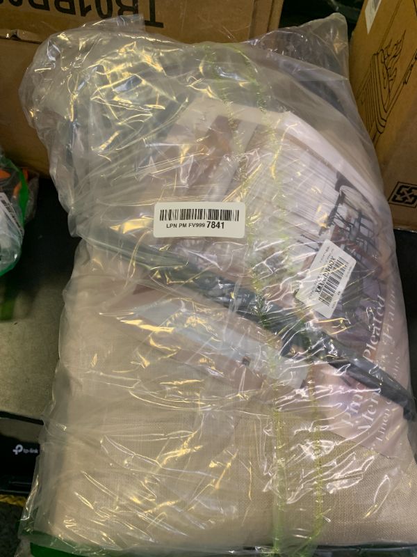 Photo 1 of Pinch Pleated Linen 102 Inch Curtains 60 Inch Width for Living Room Divider Light Filtering Semi Sheer Burlywood Taupe Extra Wide Patio Curtains for Sliding Door Floor Ceiling Picture Window 60x102