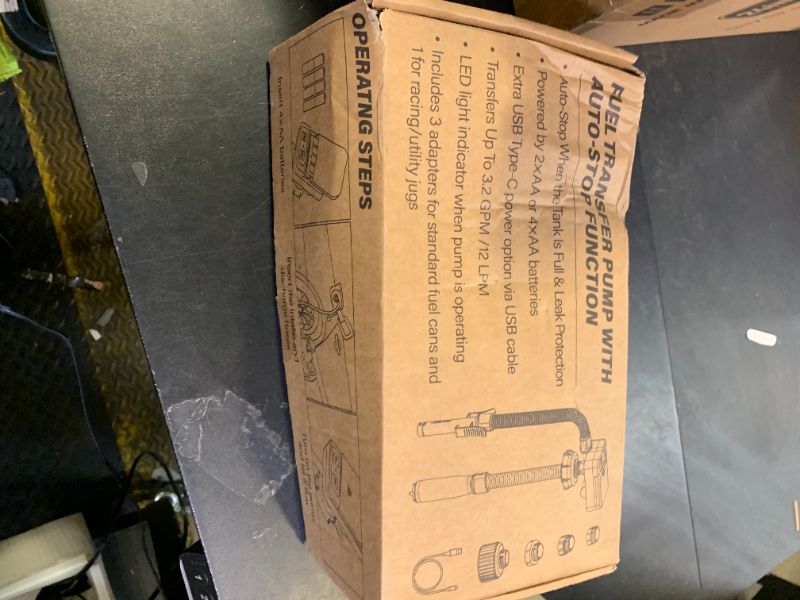 Photo 1 of Auto-Stop Fuel Transfer Pump, Battery or USB Powered Electric Gas Pump, 3.2 Gallon per Min Portable Pump for Gas Can with 51" Hose & 4 Adapters for Gasoline, Diesel, No-Spill Refueling, Gift for Men