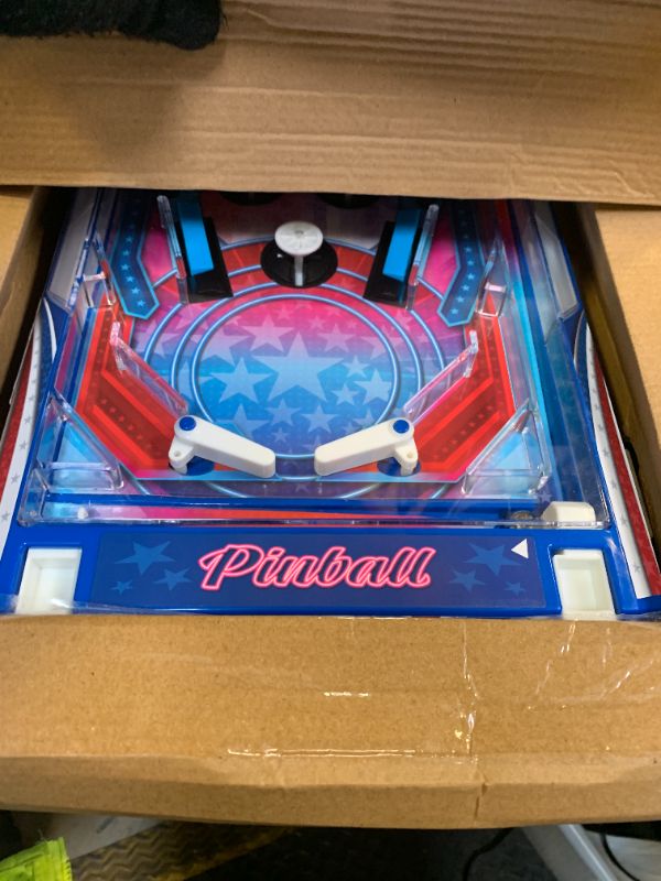 Photo 1 of Merchant Ambassador Retro Arcade Electronic: Pinball - Tabletop Game, Vibrating Bumpers, LED Lights, Sound Effects, 1 Player, Ages 6+