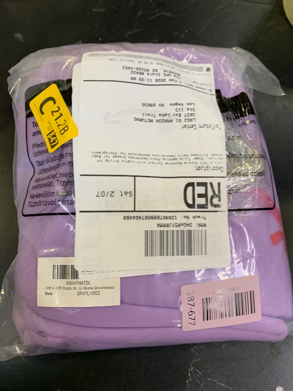 Photo 1 of 10ft x 10ft Purple Backdrop Curtain with Lights String for Parties, Sheer Tulle Wedding Photo Backdrops Drapes for Purple Birthday Party Decorations Background for Photography