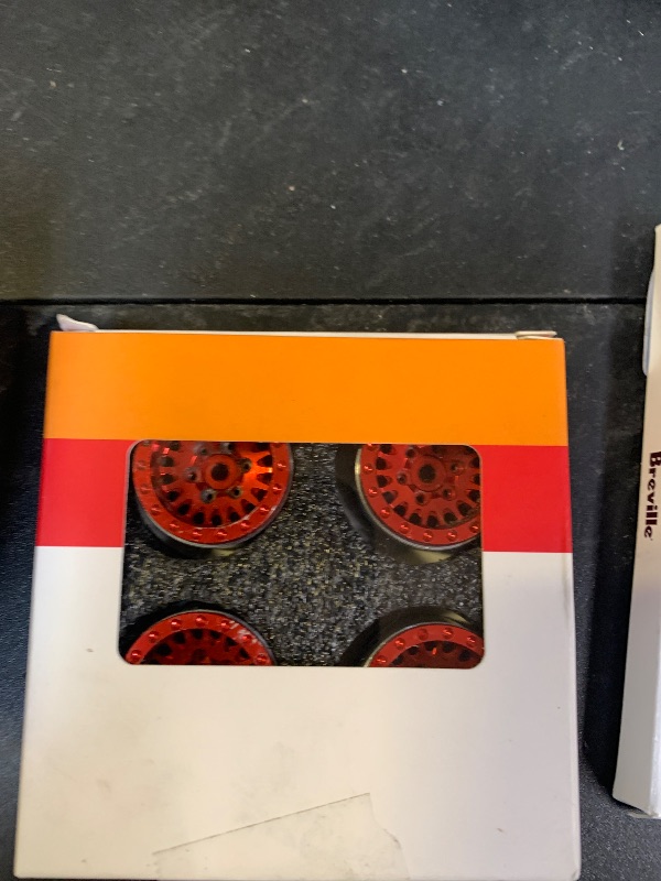 Photo 1 of 1.0 Beadlock Wheel Rims 4pcs Aluminum Alloy for RC Crawler Axial SCX24 Gladiator Bronco C10 Deadbolt AX24 TRX4M FCX24 Upgrade Parts (Red)