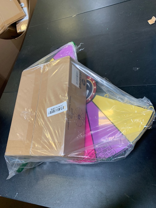 Photo 1 of AugFir 18-inch Tabletop Prize Wheel, Prize Wheel Spinner with Stand & Storage Base, Featuring a Prize Wheel with 14 Customizable Color Sections. Suitable for Party Games, Family Games (with line)