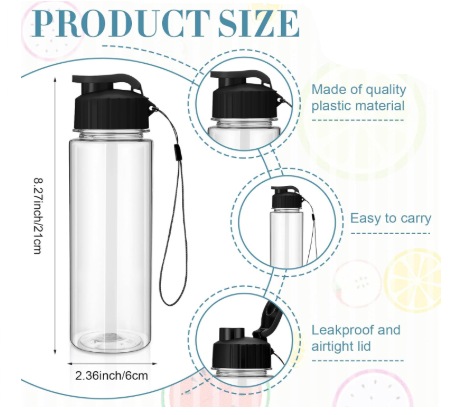 Photo 1 of  Plastic Water Bottle Bulk 17 oz Sports Adults Reusable Large Water Bottles with Leak Proof Flip Top for Adults Fitness(Black)