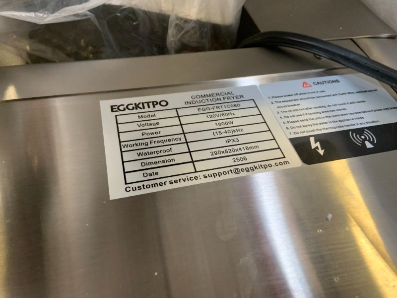 Photo 1 of EGGKITPO 12.6 QT Commercial Fryer Induction Fryer with Timer and Drain Electric Deep Fryer with Basket and Lid 12 L Large Countertop fryer for Home Use Kitchen Commercial Business 120V 1800W