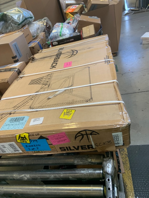 Photo 1 of Silverback Height Adjustable In-Ground Basketball Hoop with Tempered Glass Backboard, Pro-Style Breakaway Rim, Pole and Backboard Pad