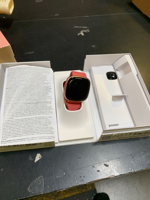 Photo 1 of Fitbit Versa 4 Fitness Smartwatch with Daily Readiness, GPS, 24/7 Heart Rate, 40+ Exercise Modes, Sleep Tracking and more, Pink Sand/Copper Rose, One Size (S & L Bands Included)