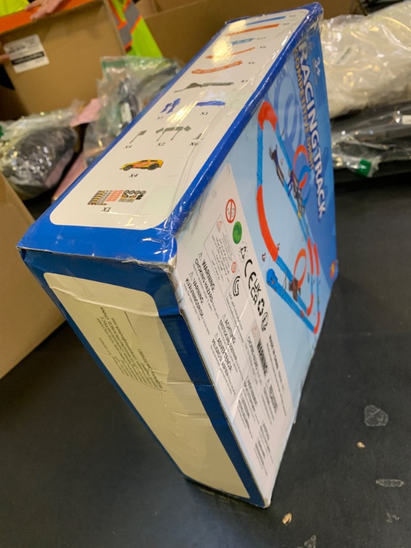 Photo 1 of ?Slot Car Race Track Sets with 360° Thrill Loops & 4 High-Speed Cars, 64 Pcs Large Flexible Racing Track for Kids Ages 3-5 4-8 8-12, Race Car Toys Gift for Boys Girls Birthday Christmas