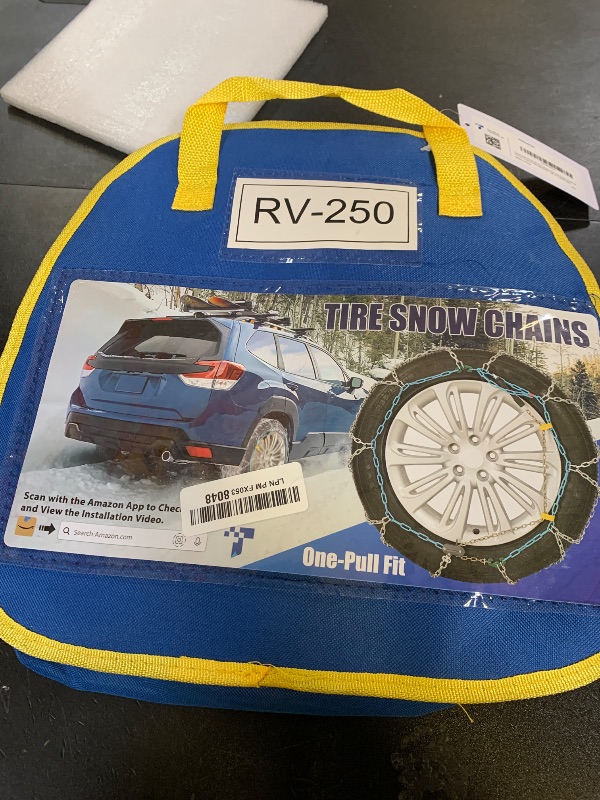 Photo 1 of Snow-Chains Easy Install Tire-Chains, One-Pull Fit Heavy-Duty Tire Snow Chains for Pickup Trucks & SUVs Off-road, Emergency Tire Traction Car Tires 235 245 255 265 275 - Set of 2 (SCRV250)