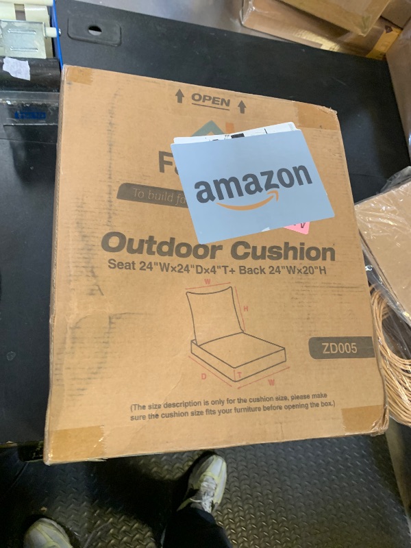 Photo 1 of Favoyard Outdoor Seat Cushion Set 24 x 24 Inch Waterproof & Fade Resistant Patio Furniture Cushions with Removable Cover Deep Seat & Back Cushion with Handle and Adjustable Straps for Chair Sofa Couch