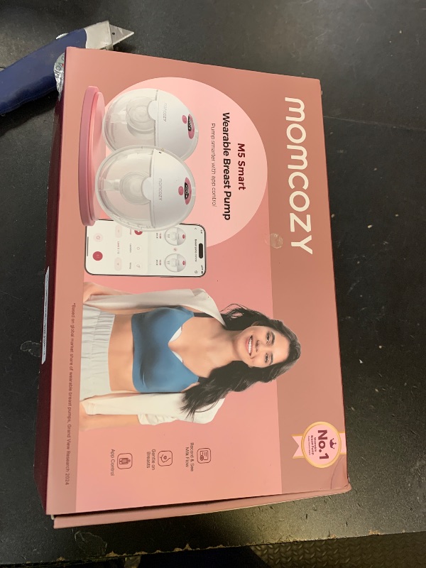 Photo 1 of Momcozy M5 Smart APP Controlled Wearable Breast Pump, Hands-Free Wireless Electric Pump, 3 Modes 9 Suction Levels, BPA-Free, Portable Lightweight, 24mm Flange, 2-Pack Cozy Red