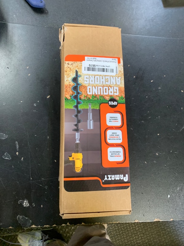 Photo 1 of [Premium] 4 Pack Ground Anchors with Power Nut Driver Drill Bit, Ground Anchors Screw in, Swing Set Anchors, Trampoline Anchors High Wind Heavy Duty for Camping Tents, Car Ports, Swing Sets, Canopies