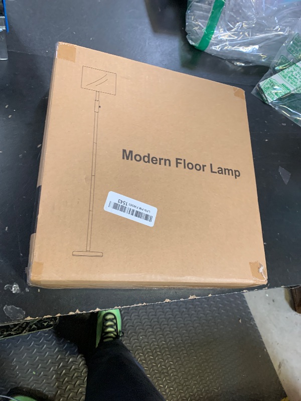Photo 1 of ?Upgraded? Dimmable Floor Lamp for Living Room,1000 Lumens Bulb Included, Modern Floor Lamps Simple Design with Linen Shade, Tall Standing Lamp for Bedroom Office Dining Room, Black Pole Lamp
