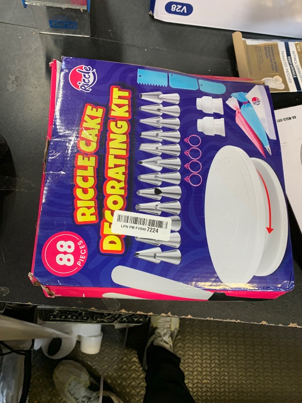 Photo 1 of *JUST CAKE TURNTABLE********************Riccle 88 pcs Cake Decorating Kit with Cake Turntable - Includes 50 Disposable + 2 Reusable Piping Bags and Tips Set, 24 Icing Piping Tips, 2 Spatulas, 3 Icing Comb Scraper, Baking Supplies