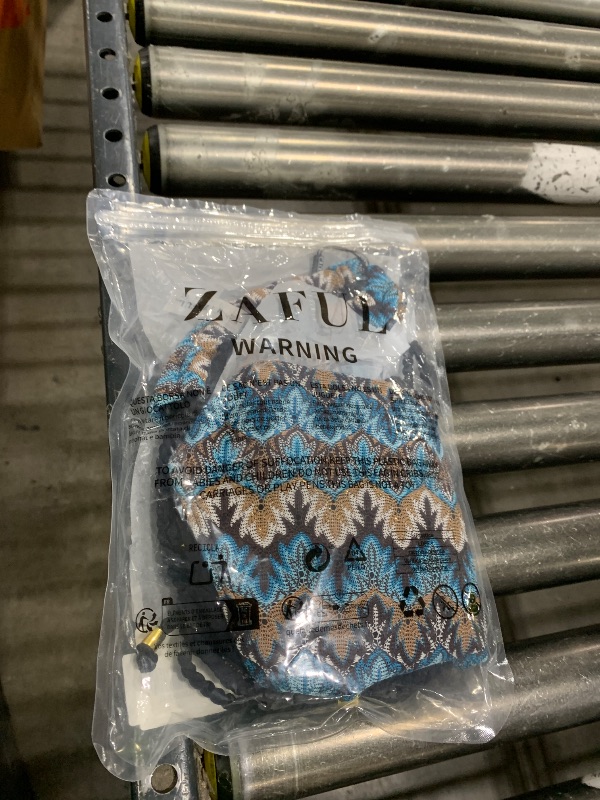 Photo 1 of ZAFUL 2 Piece Triangle Bikini for Women Knitted Rope Halter Bikini Sets Sexy Bathing Suit Side Tie Swimsuits Beachwear Fluorescent Peacock Blue M