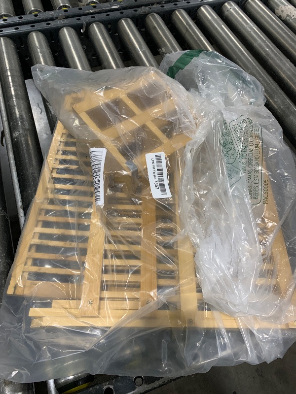 Photo 1 of HBlife Bamboo Dish Drying Rack with Utensil Holder, 3-Tier Large Collapsible Wooden Dish Drainer Rack, Folding Drying Holder Dish Drainer for Kitchen Counter