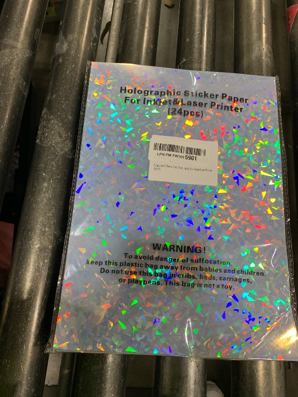 Photo 1 of Nihuecne 24 Sheets Vinyl Printable Sticker Paper A4 Size (8.25" x 11.7") Holographic Glossy Sticker Paper Self-Adhesive Waterproof Dries Quickly For Inkjet/Laser Printer